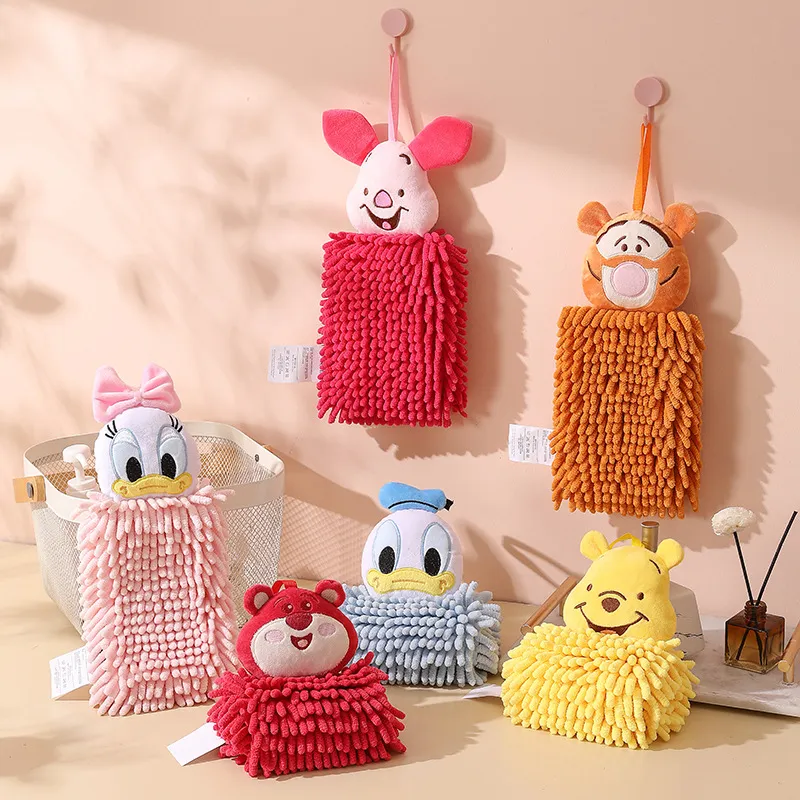 Cute Cartoon Chenille Kitchen Hand Towel for Kids – Absorbent Hanging Washcloth, Soft Fluffy Drying Cloth with Loop, Multi-Purpose Cleaning Cloth for Home Use